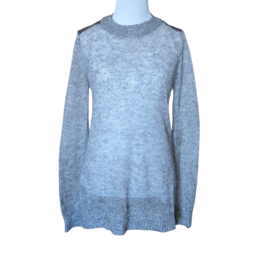 Theory Josetta Picturesque Mohair Merino Wool Silk Grey Crew Sweater Size Small - Picture 2 of 8